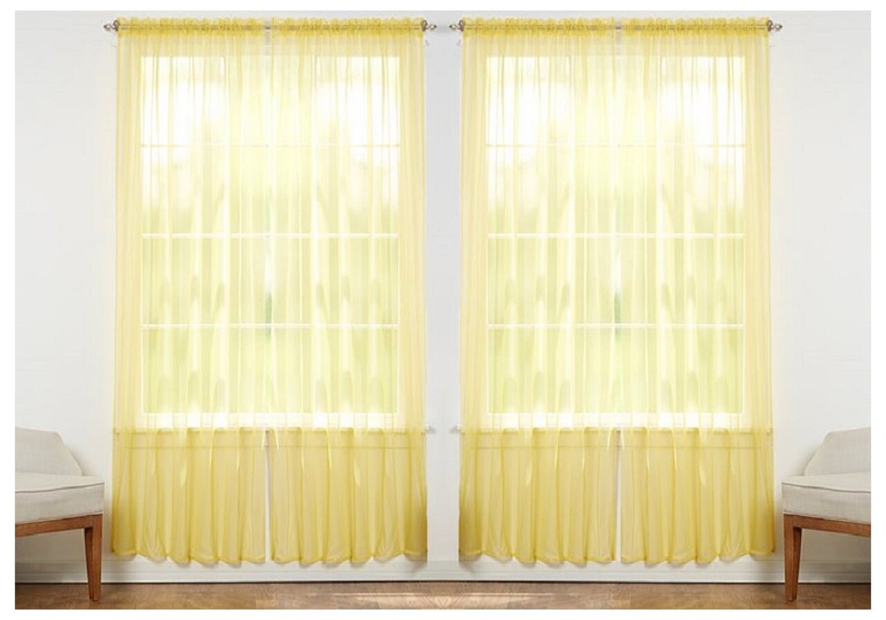J&V TEXTILES 4-Pack Value: Solid Sheer Window Curtain Panels